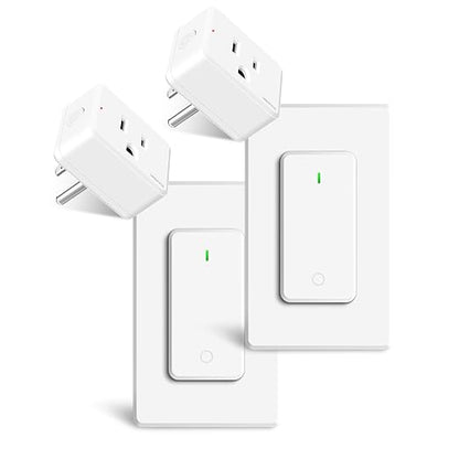 Remote Switch Outlet 2Sets, Wireless On/Off Light Switch Wall Mounted, TUV by greencycle
