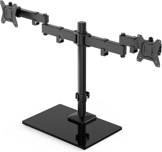 HUANUO Freestanding Dual Monitor Stand, 32 Inch Dual Monitor Mount by HUANUO