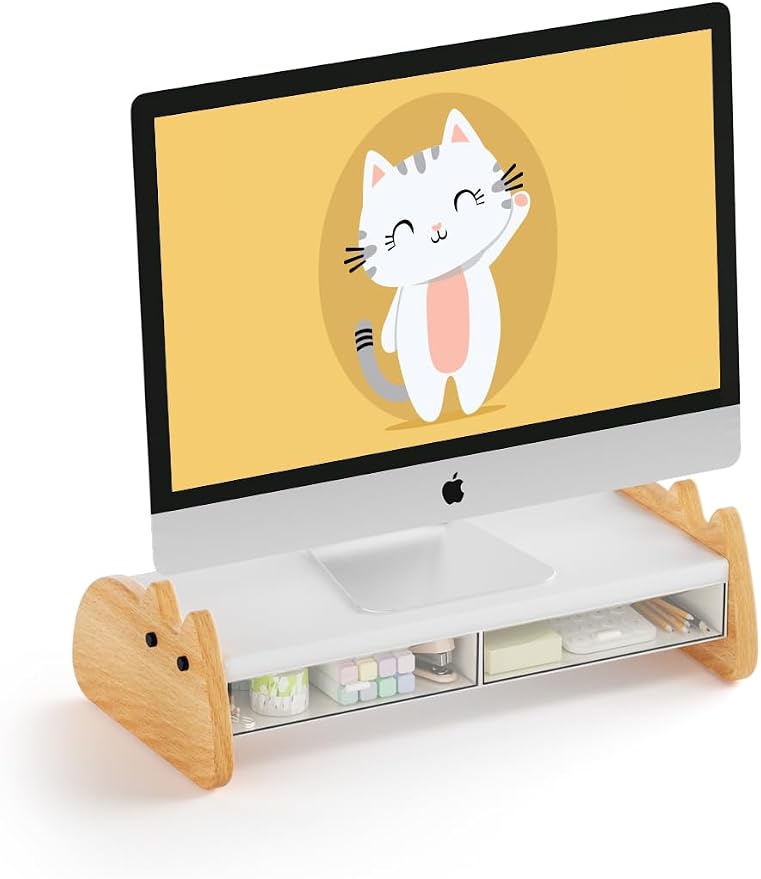 Monitor Stand Riser, Wooden & MDF Computer Desktop Stand by AFOOYO