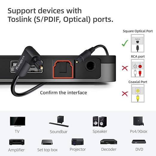 90 Degree Optical Audio Cable 50 feet, Slim Digital Audio Optical Cable - Image 5