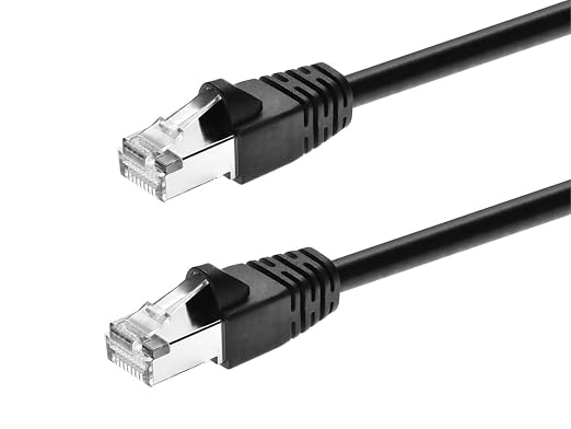 Monoprice Cat6A 30ft Black Patch Cable Double Shielded 26AWG 10G Pure Bare by Monoprice