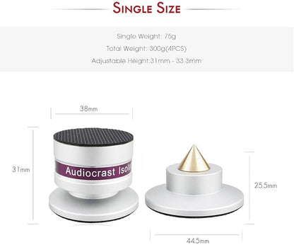 Tertullus 4 Pcs Aluminum Speaker Spike+Speaker Isolation Feet Top Pad Turntable - Image 6