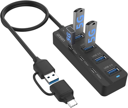 Onten USB C Hub, 7 Ports USB3.0 to USB-C HUB by ONTEN