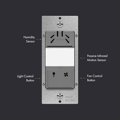TOPGREENER Humidity Sensor Switch, Dual Tech Humidity PIR Motion Sensor Switch - Image 2