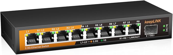 8 Port 2.5G Switch Unmanaged, Ethernet Switch by keepLiNKNetwork