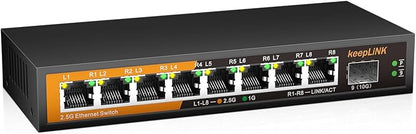 8 Port 2.5G Switch Unmanaged, Ethernet Switch by keepLiNKNetwork