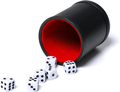 Leatherette Dice Cup Set Red Felt Lined Shaker - Image 3