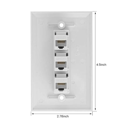 Ethernet Wall Plate, 3 Port Cat6 Female to Female Wall Jack Network RJ45 - Image 2