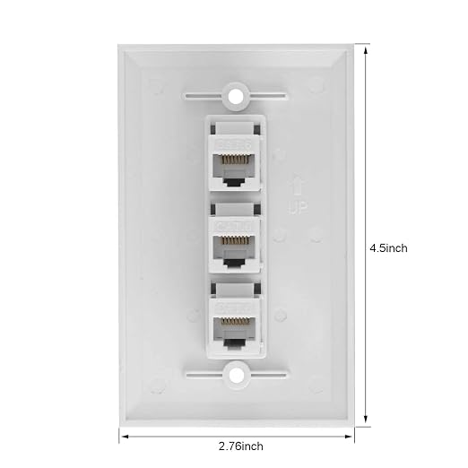 Ethernet Wall Plate, 3 Port Cat6 Female to Female Wall Jack Network RJ45 - Image 2