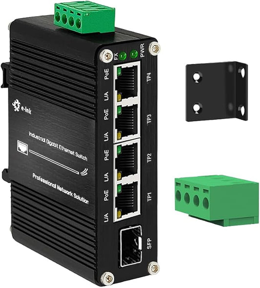 Industrial Gigabit 4 Ports PoE Ethernet Switch PoE+ Fiber Switch by WelcometotheThroncom