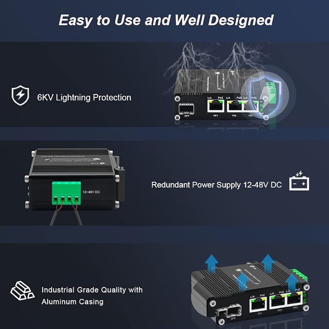 Mini Industrial 3 Port Gigabit PoE Switch - Image 6