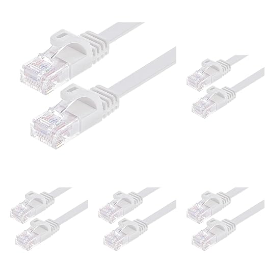 Monoprice Cat6 7ft White Flat Patch Cable UTP 30AWG 550MHz Pure Bare Copper by Monoprice
