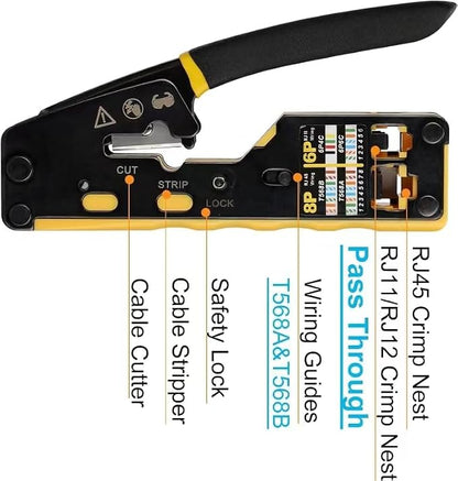 RJ45 Pass Through Crimp Tool Kit, 3-in-1 Ethernet Crimper - Image 7