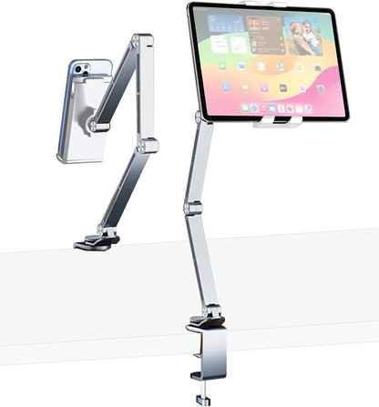 iPad Mount for Desk Aluminum Alloy Tablet Stand Foldable Overhead Arm Holder by HIBORI