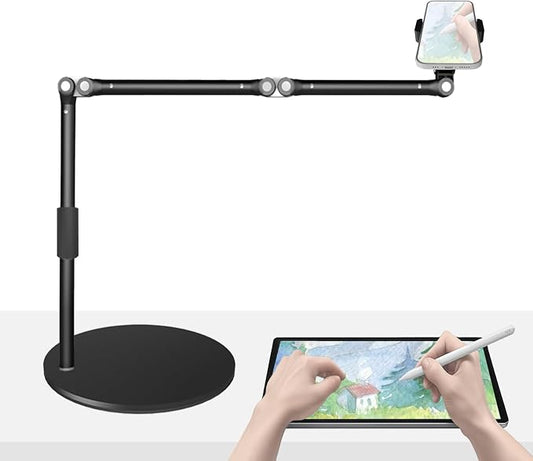 Overhead Phone Mount for Desk, Heavy Duty Rotatable Stand for Video Recording by HIBORI