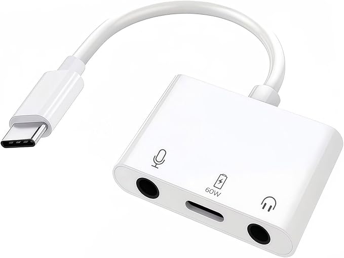 USB-C to Microphone & 3.5mm Audio Adapter by Hoenkeips