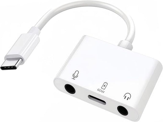 USB-C to Microphone & 3.5mm Audio Adapter by Hoenkeips