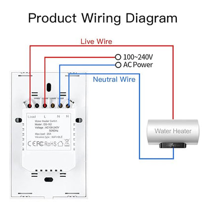 MOES Smart Water Heater Switch, 20A Water Heater Touch Switch Suitable - Image 8