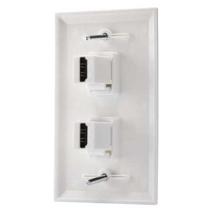 2 Port HDMI Female to Female Wall Plate in White - Image 2