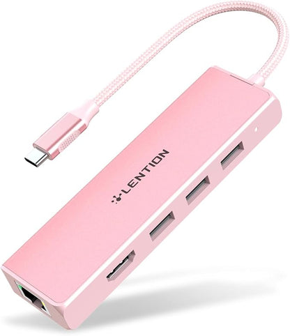 LENTION USB C Hub with Gigabit Ethernet Adapter, 4K HDMI, 3 USB 3.0 Port by LENTION