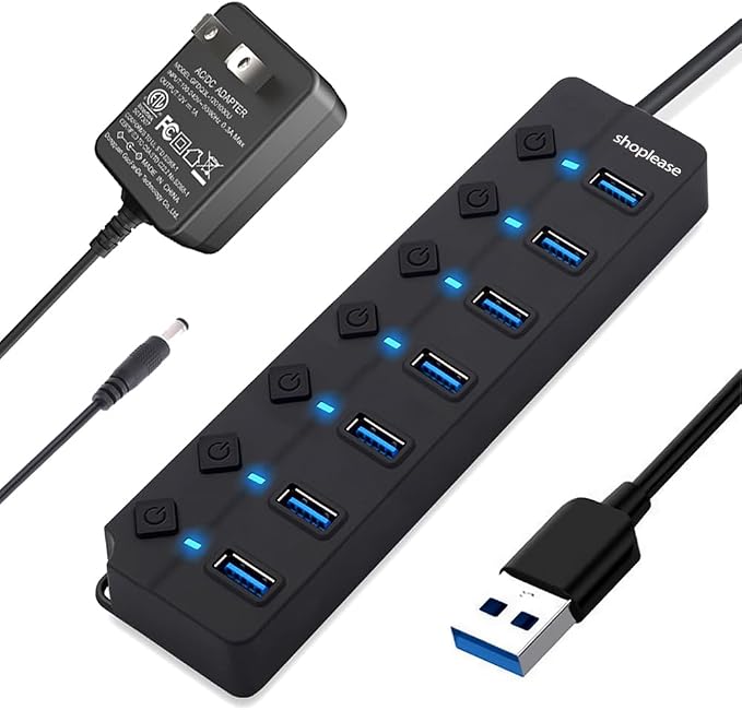 USB 3.0 Splitter, 7-Port USB 3.0 Hub by shoplease