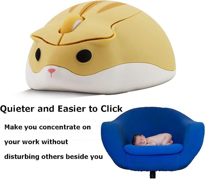2.4GHz Wireless Mouse Cute Hamster Shape Less Noice Portable Mobile Optical - Image 5
