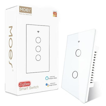 MOES Zigbee Smart Switch 2 Gang, Require MOES Zigbee Hub and Neutral Wire by MOES