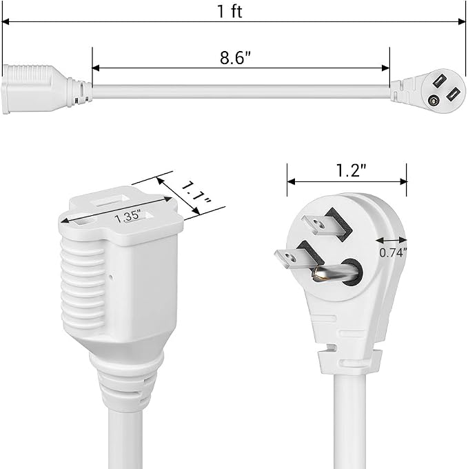 DEWENWILS 1FT Extension Cord Indoor, 14 Gauge Short Flat Plug Extension Cord - Image 8