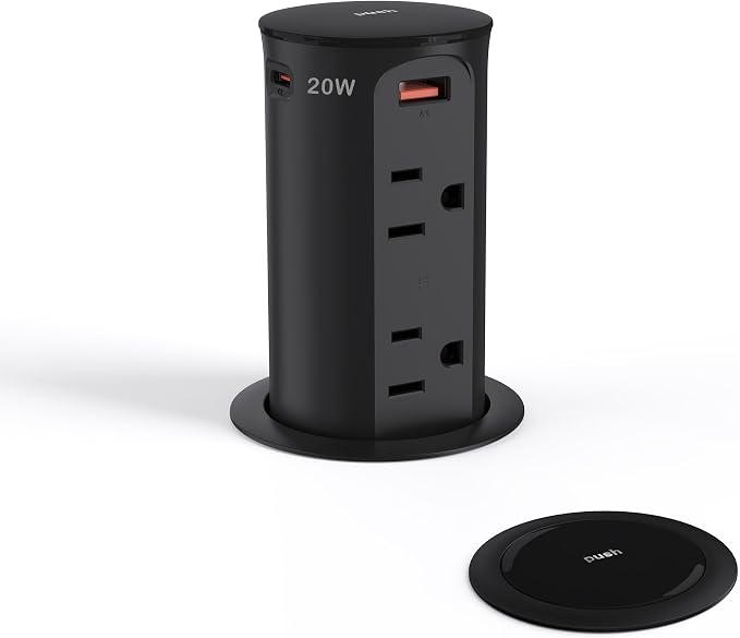 Pop up Outlet for Countertop, 2.5 Inch Hole Desktop Power Grommet, Recessed by Jgstkcity