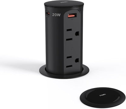 Pop up Outlet for Countertop, 2.5 Inch Hole Desktop Power Grommet, Recessed by Jgstkcity