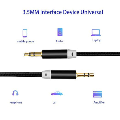 3.5mm Nylon Braided Stereo Audio Cable, 4.9ft/1.5m Male to Male Aux Cord Audio - Image 3