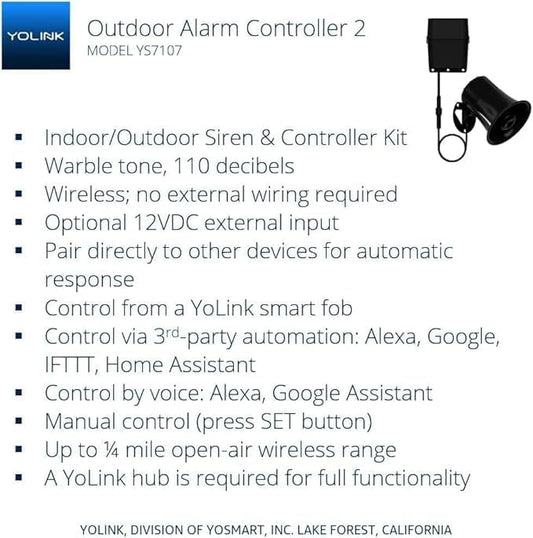 Outdoor Alarm Controller 2 and SirenFob Kit, Battery-Powered Siren/Alarm/Relay - Image 2