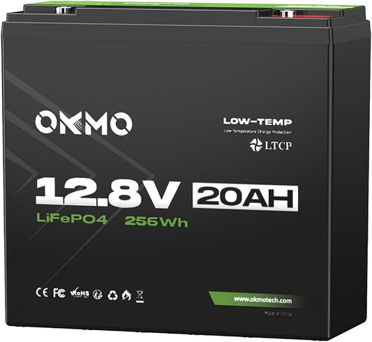 12V 20Ah Lithium LiFePO4 Battery, 4000+ Deep Cycles Rechargeable Battery by OKMOBeYourHomePowerBackup