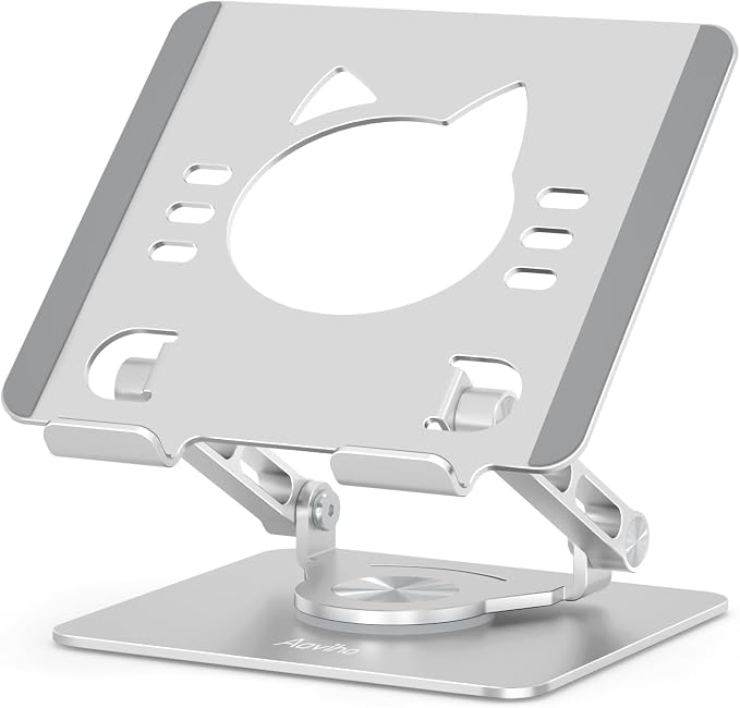 Tablet Stand 360° Rotating Aluminum Holder, Adjustable, Portable and Foldable by Aoviho