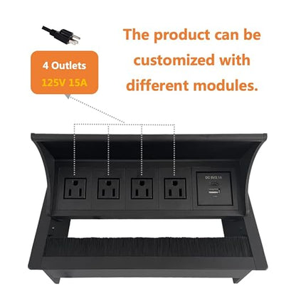 ZESHAN Brush Cable Cubby Connectivity Box Conference Table Power Box - Image 3