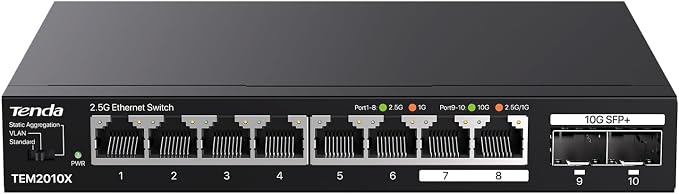 Tenda TEM2010X 8 Port 2.5G Ethernet Switch, Unmanaged 2.5Gb Switch by Tenda