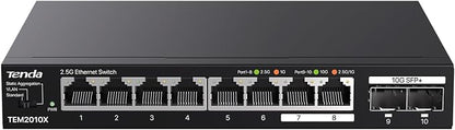 Tenda TEM2010X 8 Port 2.5G Ethernet Switch, Unmanaged 2.5Gb Switch by Tenda