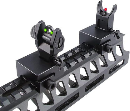 Fiber Optic Flip Up Iron Sights Picatinny Rail Mounted Front and Rear Backup - Image 7