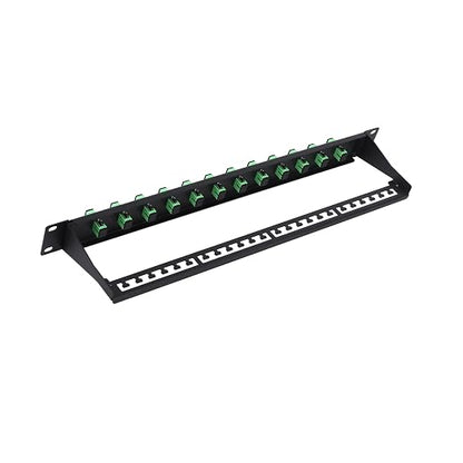 1U Fiber Patch Panel with 12 SC APC Single Mode Fiber Optic Couplers Singlemode by FiberOpticalAccessories