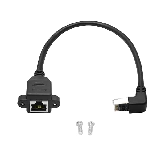90 Degree Cat6 Ethernet Extension Cable 1FT, Down Angle RJ45 Male to Female by Maixbomr