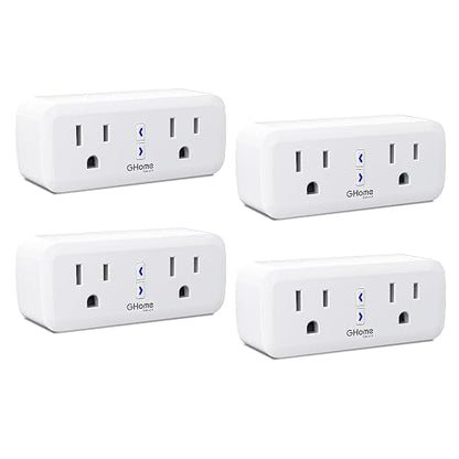 15A Dual Smart Plug 4 Pack, GHome Smart Plugs that Work by GhomeSmart
