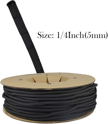 Black Braided Cable Management Sleeves Wire Loom Tubing Cord Protector - Image 2