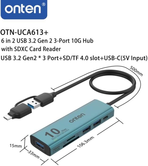 USB C USB A HUB, USB 3.2 GEN 2 10G Speed, USB A/USB C to USB A Adapter.with 3 - Image 5