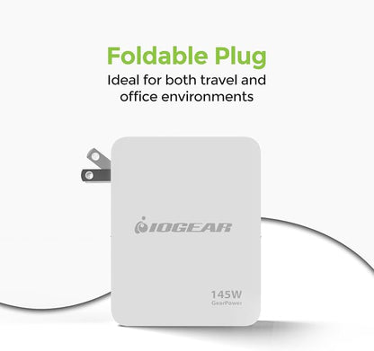 IOGEAR GearPower 145W Multiport Charger, 4 Port, USB-C Cable, iPhone 16 - Image 9