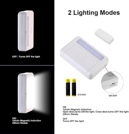 4 Pack Cordless Cabinet Lights, Door Open Activated Sensor Automatic Turn On - Image 8