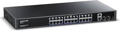 24 Port Gigabit PoE Switch, AUMOX PRO 28 Port PoE by AUMOXPRO