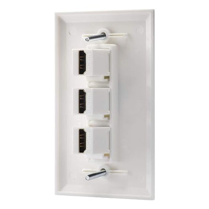 3 Port HDMI Female to Female Wall Plate in White - Image 2