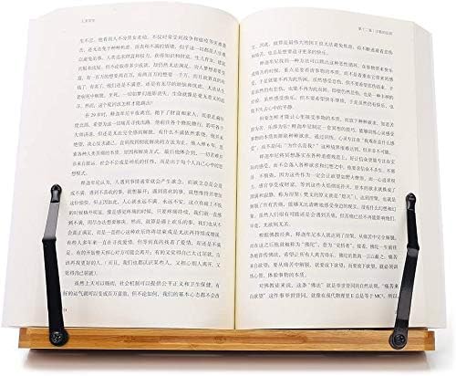 wishacc Bamboo Book Stand Reading Rest Holder Cookbook Cook Stand/Foldable - Image 9