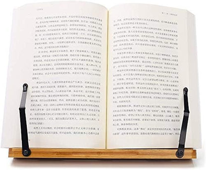 wishacc Bamboo Book Stand Reading Rest Holder Cookbook Cook Stand/Foldable - Image 9