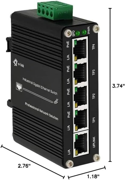 Mini Industrial 5 Ports Gigabit PoE Switch Hardened 5 Port RJ45 10/100/1000Mbps - Image 8
